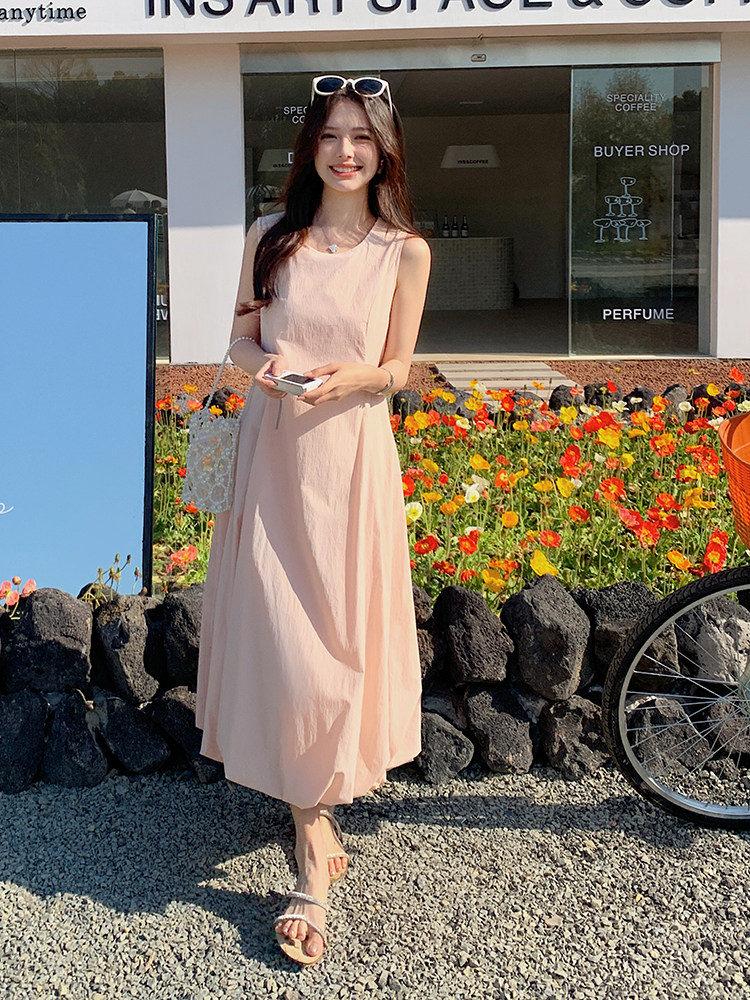 韩版时尚泡芙双层花苞无袖背心裙2025新款小个子甜美减龄连衣裙,女装连衣裙,浙宝276（原081）