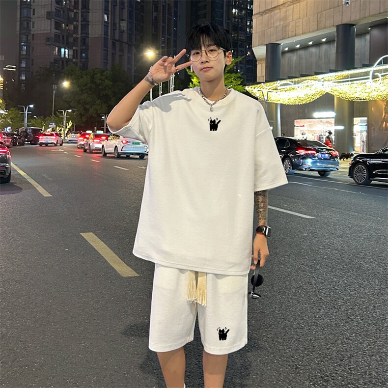 套装！ 华夫格套装短袖T恤短裤男 TZ196-特P 38图片