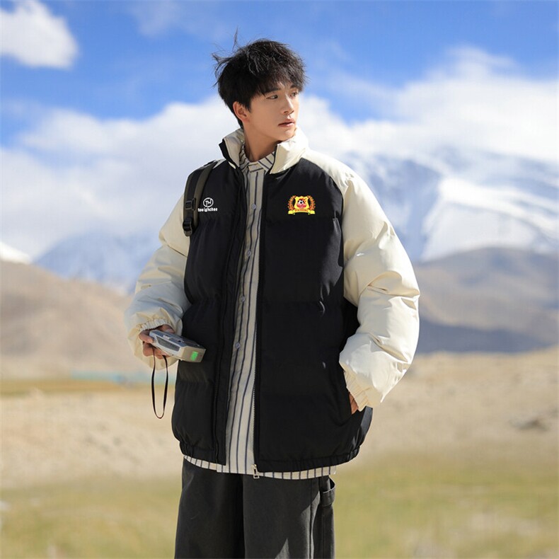 现货抖音得物可供视频三防加厚羽绒拼接棉衣外套面包棉服86633,男装棉衣,电商A486