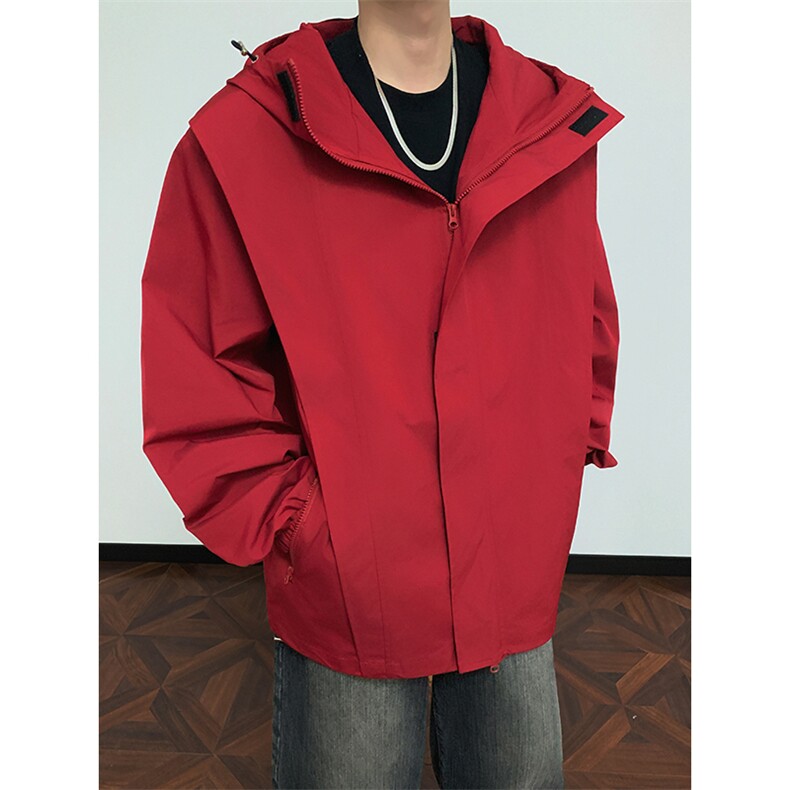 JK2606/P65春装新款现货连帽夹克男宽松大码潮流外套上衣,男装夹克,电商A141