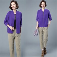 时尚休闲套装女春秋新款宽松显瘦长袖外套+高腰九分裤两件套，女装套装/套裙，简韵佳