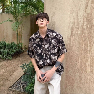 夏威夷度假宽松休闲痞帅垂坠短袖花衬衫男cleanfit衬衣L52555-P28图片
