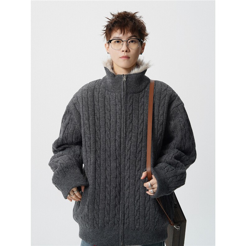 现货高品质可供得物座山雕立领针织毛衣外套310A-2ZSD2506P198,男装针织衫/毛衣,星座310A-2