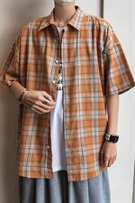 21年夏季短袖衬衫男宽松落肩港风格子衬衫男DS-C407-CS309-P35，男装衬衫，电商C323-1