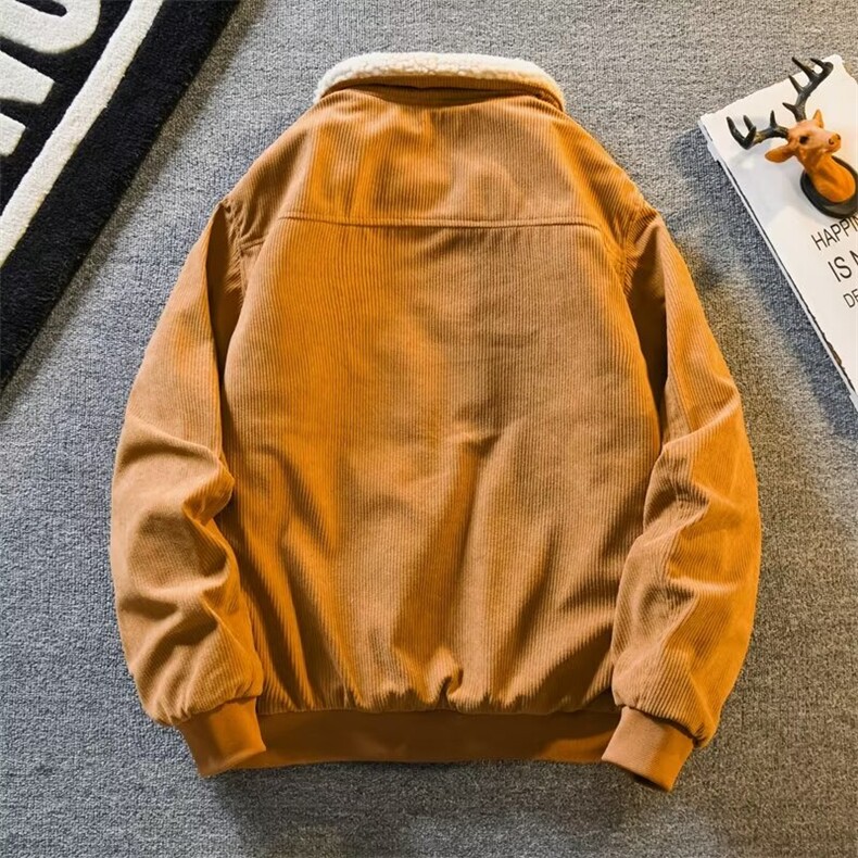 纯色灯芯绒加绒外套男士加厚保暖棉衣大码棉服羊羔绒棉袄修身夹克,男装夹克,星座218-1（原230）