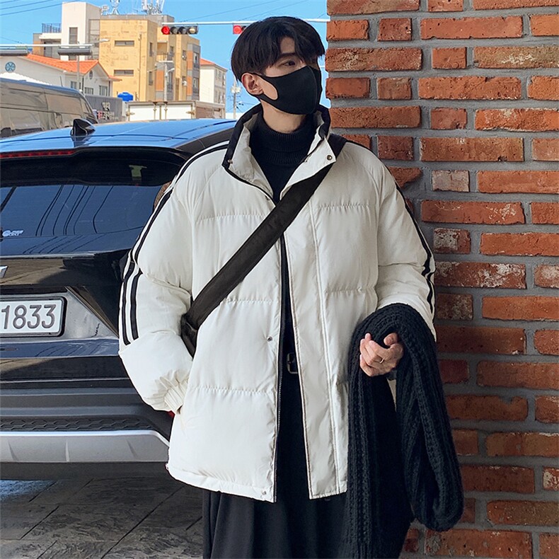 冬季棉服 D2525-TP85控价138 港风撞色条纹保暖立领棉衣袄子男图片