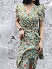 腰盼款女人味花色连衣裙，女装连衣裙，帝瀛 DY