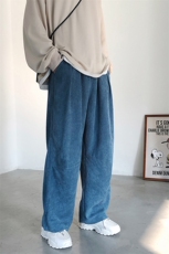 情侣款宽松灯芯绒阔腿裤男女灯芯绒竖条宽松潮流拖地裤K81P45控58，男装休闲裤，电商A102B