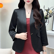 女士时尚气质百搭丝滑缎面西服外套，女装西装，佳绒高端店