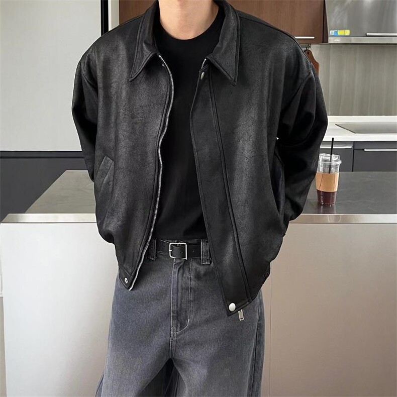 高品质韩版新品痞帅男皮衣夹克超帅欧巴外套A430-PY02P125图片