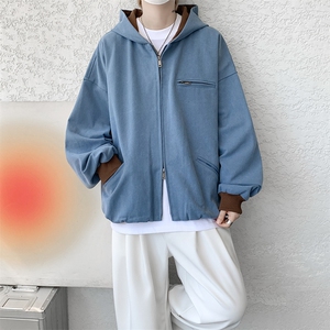 8XL-M 美式复古撞色连帽水洗夹克男高级感做旧情侣外套JK1327P88图片