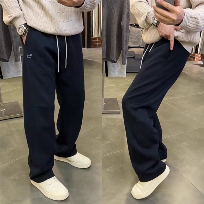 秋季新款曼巴棉男士休闲裤时尚潮流小狗刺绣卫裤宽松运动直筒长裤,男装休闲裤,星座506A