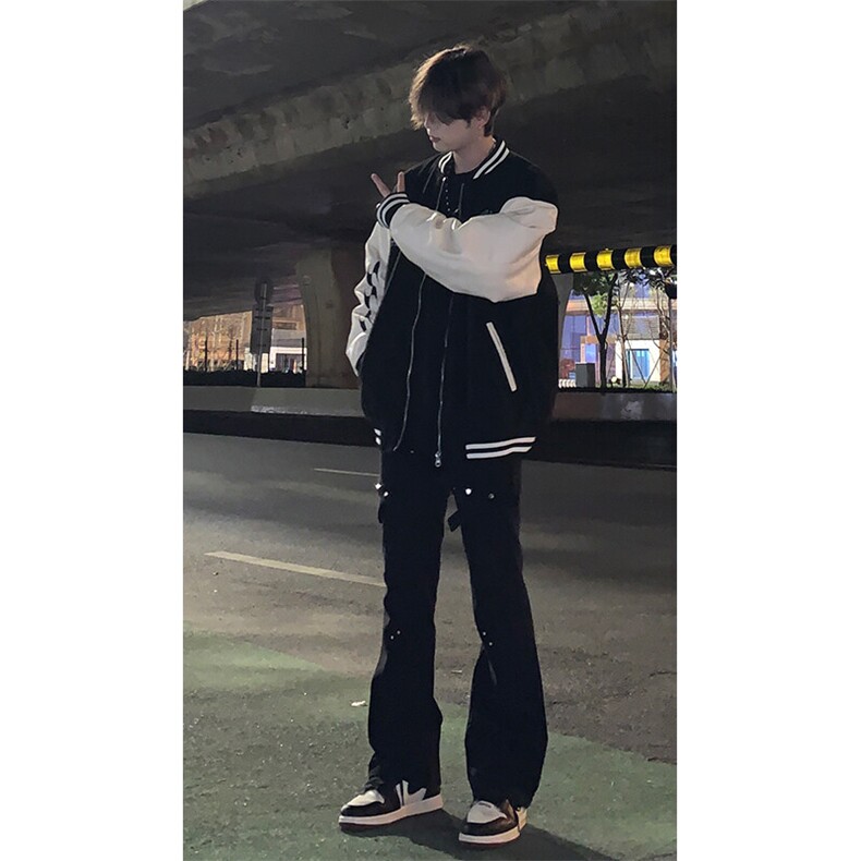 美式交叉绑带伐木裤微喇牛仔裤KZ05-P55,男装牛仔裤,星座310A-4