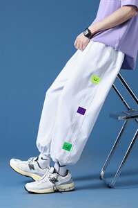休闲男港风运动裤春夏季宽松韩版潮流九分韩版A161-2-K688-P45图片