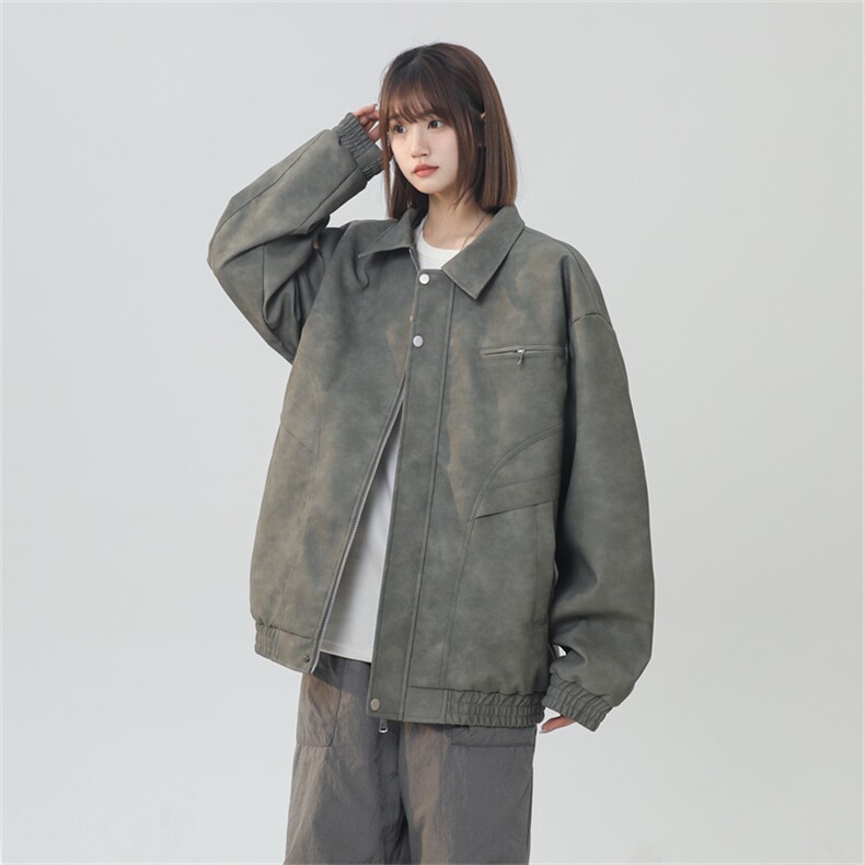 中性风PU皮工装翻领夹克2025秋季痞帅潮流外套XZ301b-2-JK2590P85,男装夹克,星座301B-2（原A443-1）