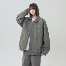 中性风PU皮工装翻领夹克2025秋季痞帅潮流外套XZ301b-2-JK2590P85，男装夹克，星座301B-2（原A443-1）