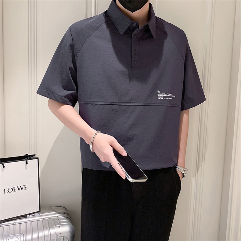23年夏季男士翻领T恤A210-8032-p4890%锦纶10%氨纶,男装T恤,电商A210