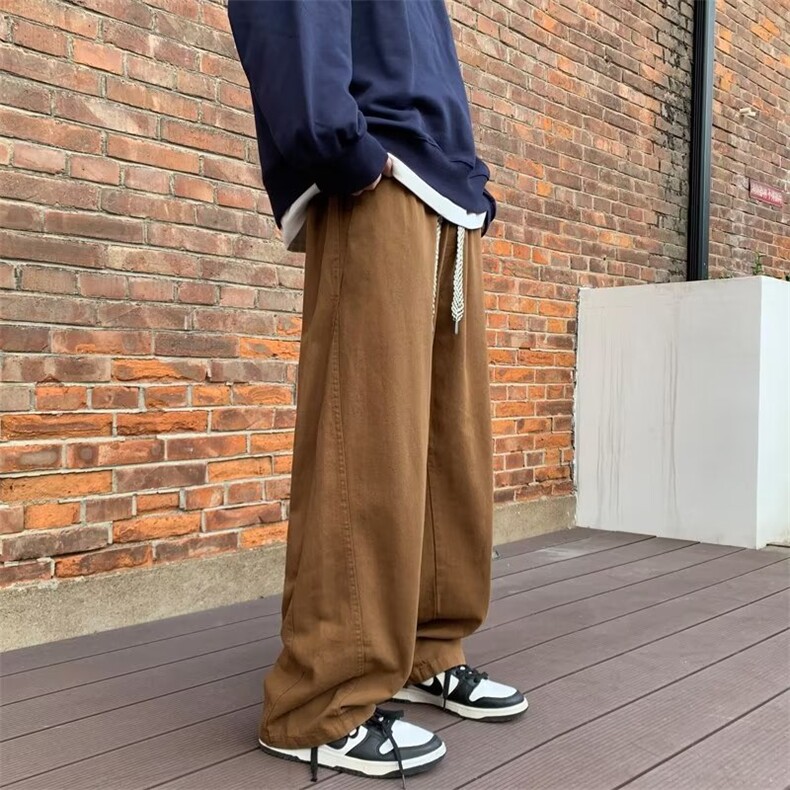 美式复古工装裤男秋冬新款宽松阔腿直筒拖地裤潮牌休闲裤K765-P35,男装工装外套,星座1008-1