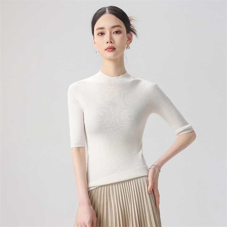 简约时尚短袖女士春季新款宽松遮肚百搭坎肩打底,针织衫/毛衣,清联羊绒