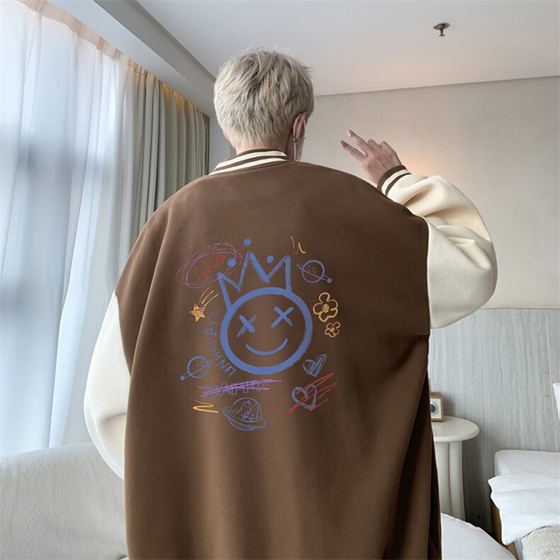 摇粒绒棒球服男大码开衫卫衣男夹克BF86180-P65,男装夹克,电商A040