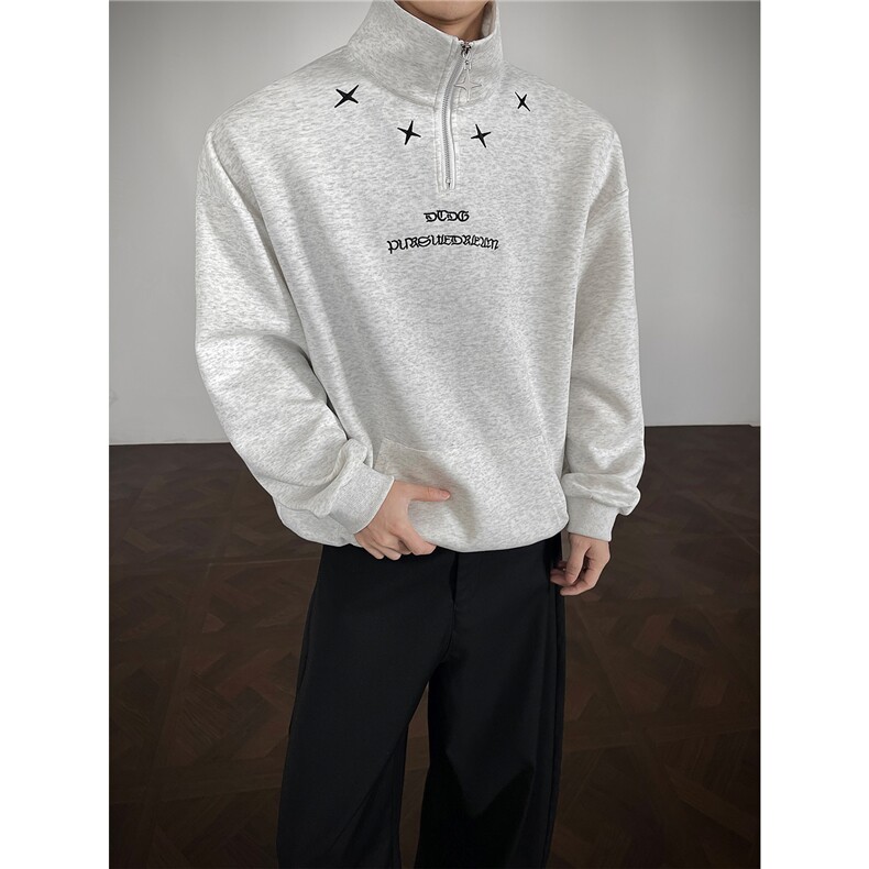 美式刺绣连帽卫衣男女同款秋冬季高级感cleanfit外套宽松潮牌上衣，女装短外套，电商B319