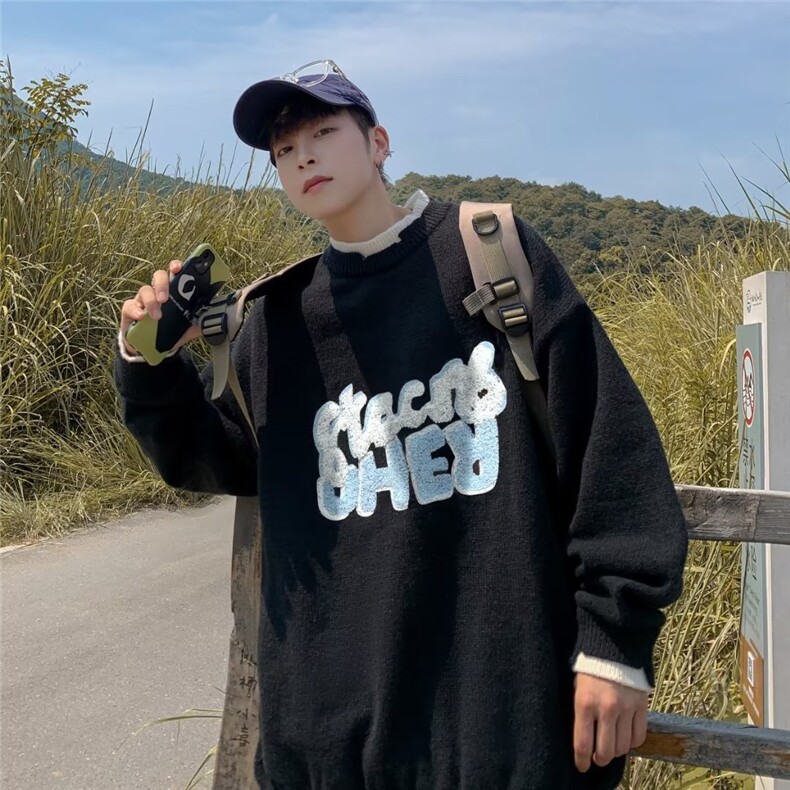 学院风毛衣男冬季高级感时尚韩系针织衫秋冬款慵懒B612-P48,男装针织衫/毛衣,星座1109-3
