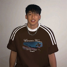 夏季美式高街重磅纯棉三条杠织带撞色男女短袖T恤ZD387-特P30，男装T恤，电商A486