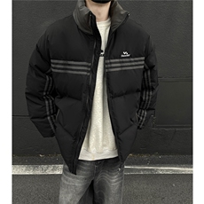 冬装新品美式条纹织带棉服刺绣logo棉衣休闲外套男G1100P118，男装棉衣，电商A339