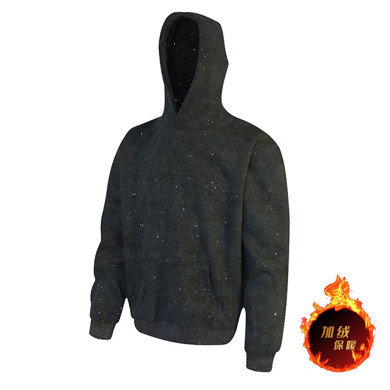 抖音得物品质二开美式高街加绒重磅水洗满天星扎染连帽卫衣W385JR，男装卫衣，电商A486