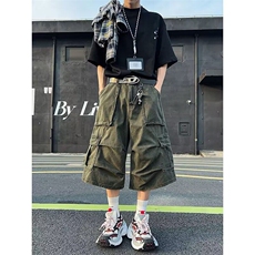 休闲七分裤短裤男款夏季美式高街多口袋痞帅休闲阔腿裤子1055P55，男装牛仔裤，星座410-2