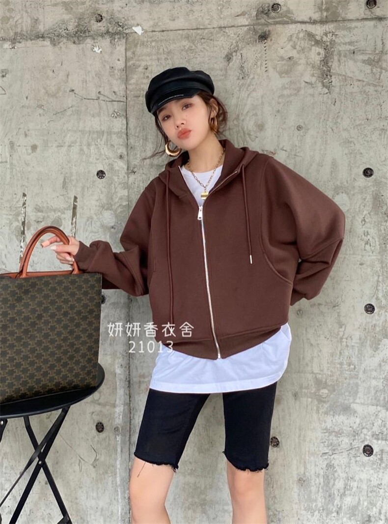 现货。妍妍香衣舍21013韩版连帽拉链卫衣外套女,女装卫衣/绒衫,香衣舍
