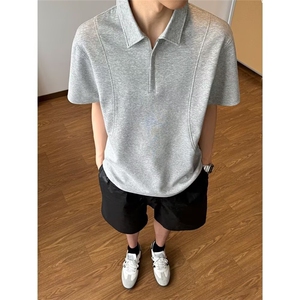 翻领短袖polo衫男潮牌夏季t恤韩版修身潮流2025新款百搭体恤上衣图片