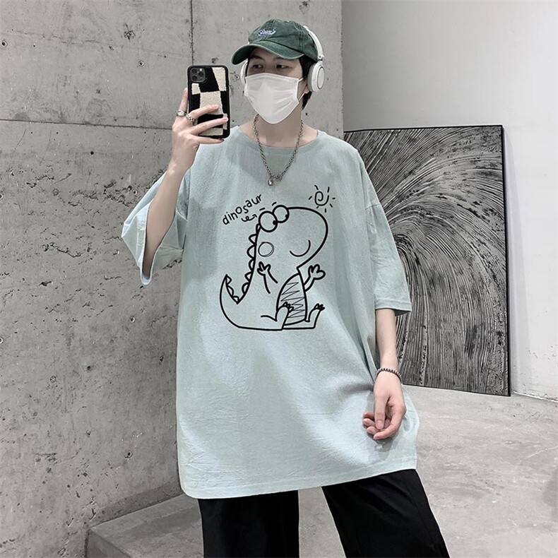YT26172-P30NASA亚短袖t恤男大码五分袖男宽松七分袖港风模特,男装T恤,电商A040