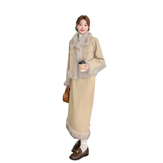2D078-Y3379-P285K399内90绒羊羔毛拼接长裙套装，女装羽绒服，2D078