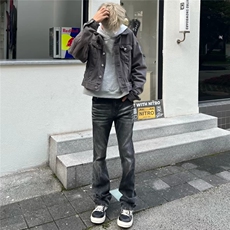 档口大货D1137-特批43抖音天猫高质量微喇修身显瘦直筒，男装休闲裤，星座603-2
