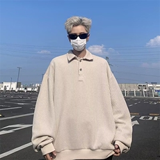 竖条纹POLO衫卫衣男士韩版潮流宽松百搭2024秋冬ins外套WB329-P57，男装Polo衫，星座412-2
