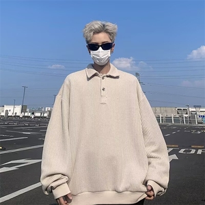 竖条纹POLO衫卫衣男士韩版潮流宽松百搭2024秋冬ins外套WB329-P57图片