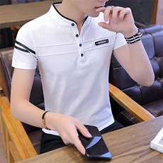 8009-P30新款男士短袖t恤纯棉韩版修身体桖潮流立领POLO衫，男装Polo衫，电商D310B