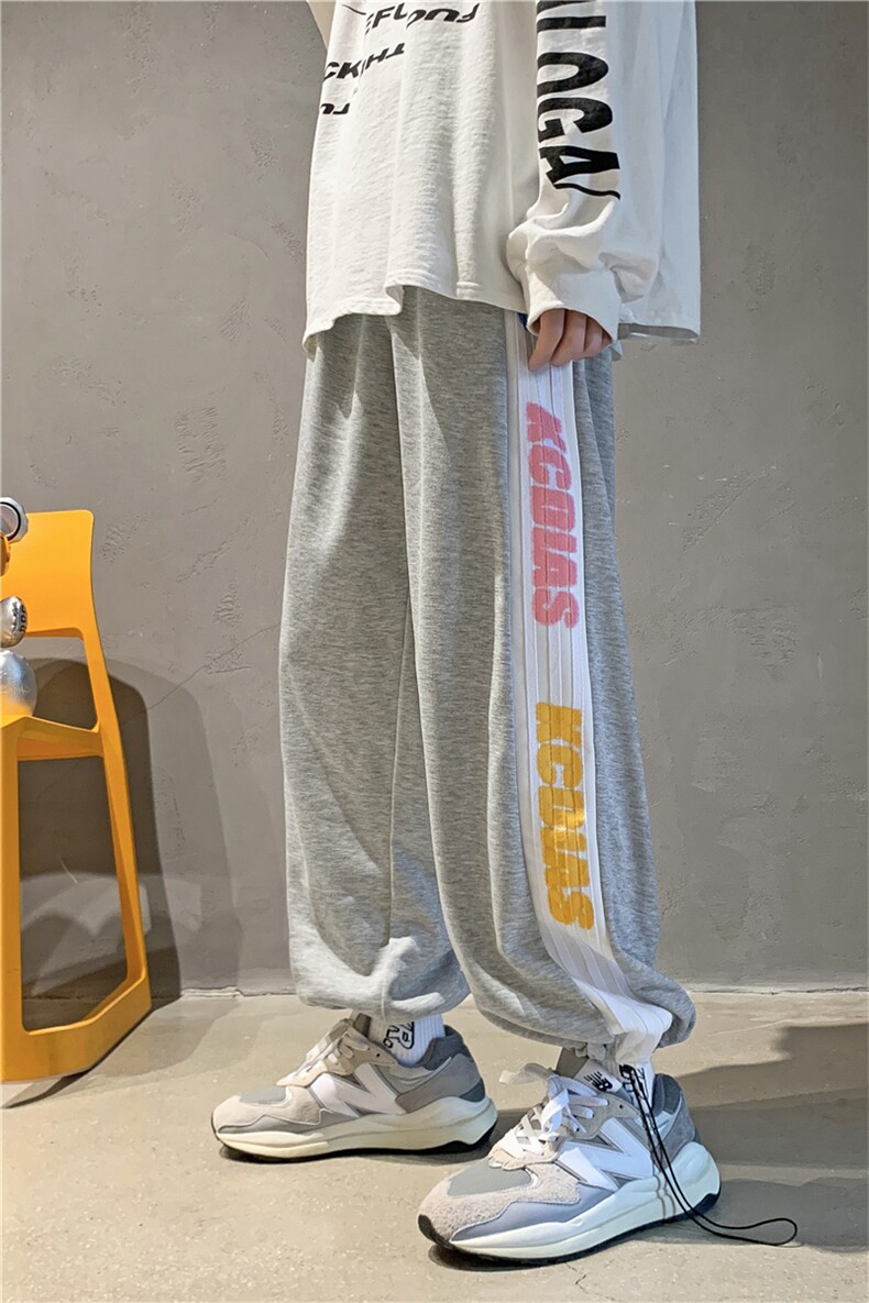 高街裤子男ins潮卫裤宽松束脚抽绳痞帅九分裤秋炸街9分K1516-P29,男装休闲裤,星座512-4