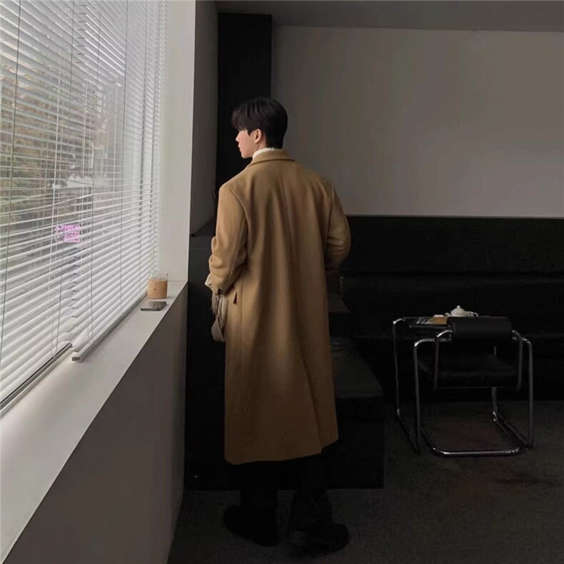 超长款秋冬韩版毛呢大衣宽松高级感潮流外套DY0019P128,男装毛呢大衣,星座1004（原星座815-3）