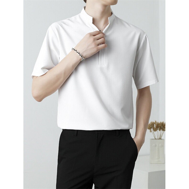 亨利衫短袖男夏季棉款健身亨利领紧袖雅痞t恤修身polo衫P06，男装Polo衫，星座1116A-2（原606A-1）