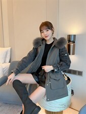 牛仔拼接派克服，其它，米可儿