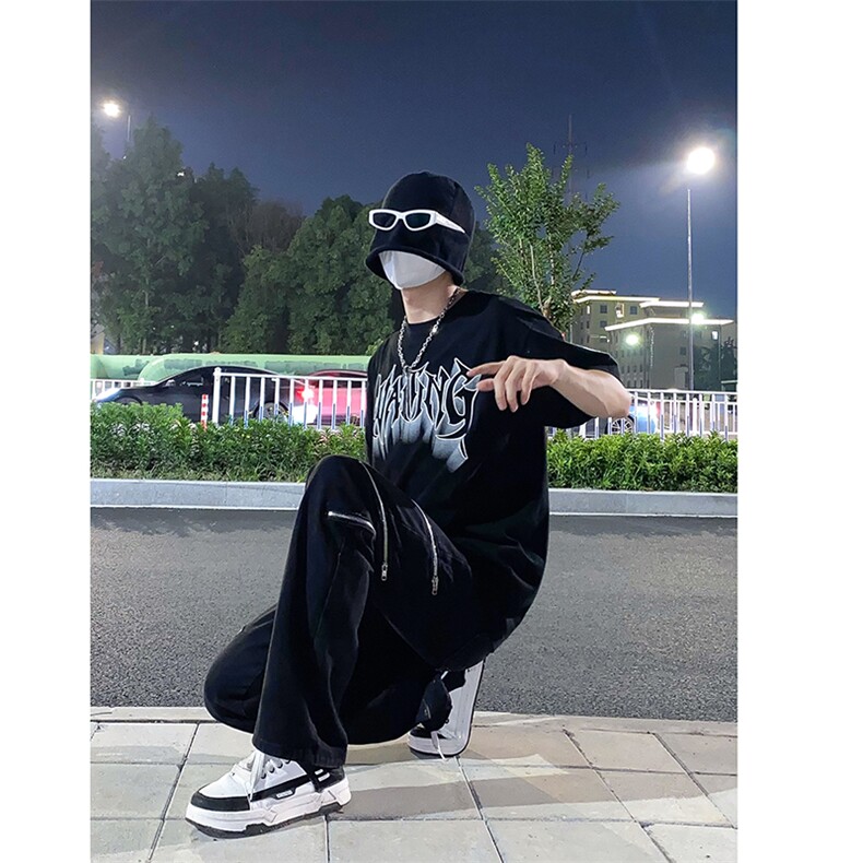 B221美式ins高街暗黑小众个性拉链直筒牛仔裤LK23054-P70控98,男装牛仔裤,电商B221