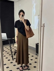 2025百搭简约时尚醋酸长裙，女装半身裙，东正羊绒