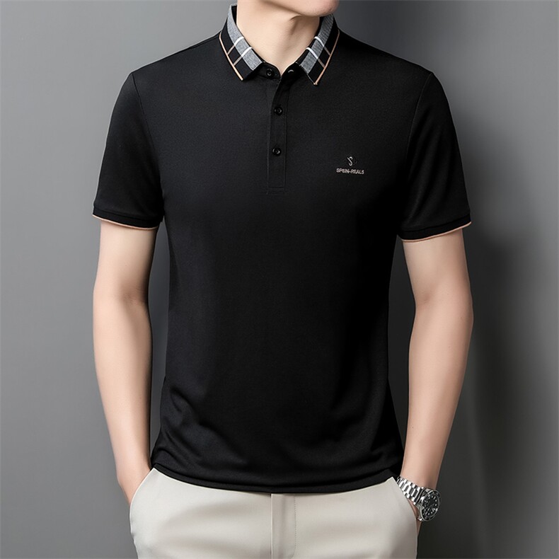 翻领宽松POLO衫短袖百搭中年2023夏季上衣潮流时尚T恤QP2295-P63,男装Polo衫,星座1105-3
