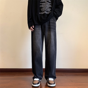 2023冬季新款美式牛仔裤男复古阔腿裤宽松垂感直筒裤子 K5384-P42图片