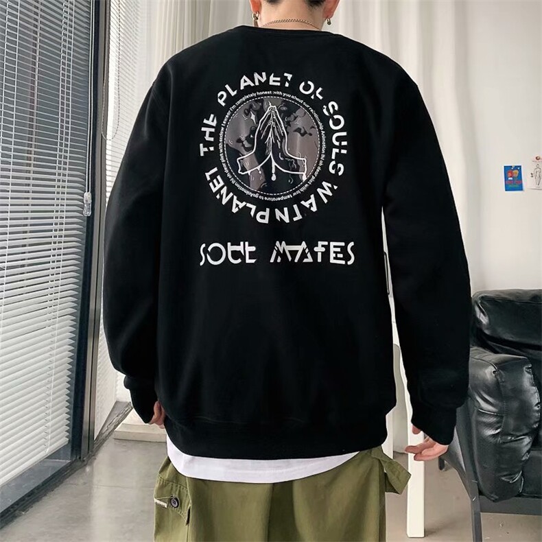 秋季卫衣男潮流ins港风潮印花百搭学生宽松上衣服W1263-P28,男装卫衣,星座512-4