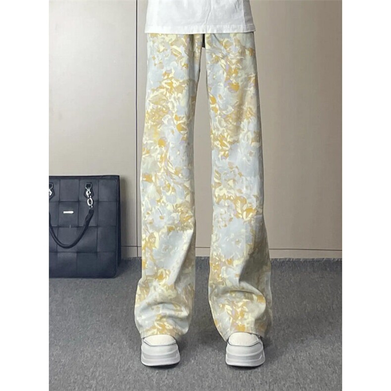 NZT41LL-特P43cleanfit美式复古提花牛仔裤男高街直筒裤,男装牛仔裤,星座1007（原301D）
