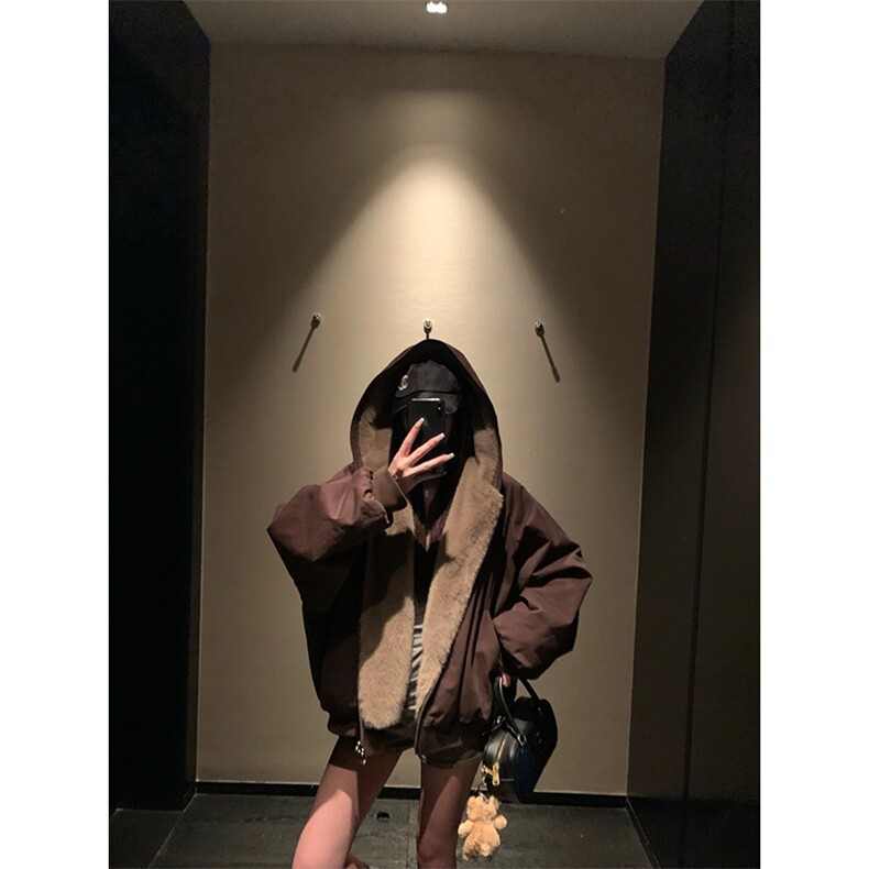 两面穿现货重磅短款座山雕棉衣男女双面穿毛毛绒棉服加厚外套,男装棉衣,电商A486