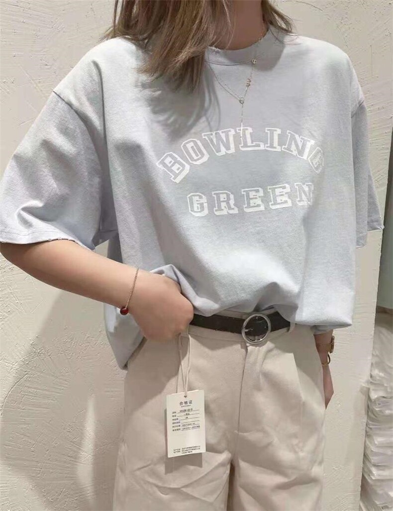 全棉字母T恤，女装T恤，千变织造